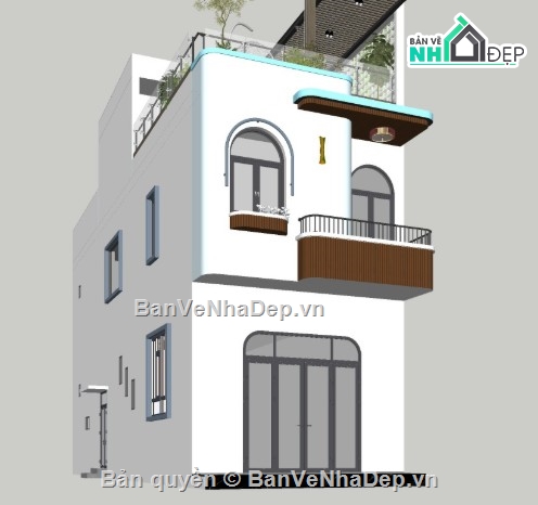 nhà phố 2 tầng 1 tum,file cad nhà phố 2 tầng 1 tum,bản vẽ nhà phố