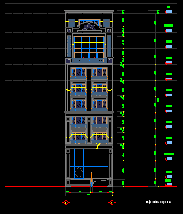 kiến trúc khách sạn,file cad khách sạn 9 tầng,khách sạn 9x32m,bản vẽ khách sạn 9 tầng