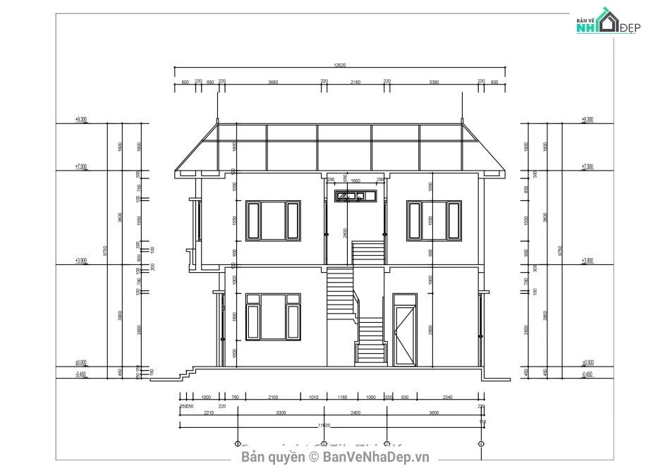 bản vẽ biệt thự 2 tầng,biệt thự 2 tầng 9.72x11.6m,mẫu biệt thự 2 tầng,thiết kế biệt thự 2 tầng,file cad biệt thự 2 tầng,biệt thự 2 tầng