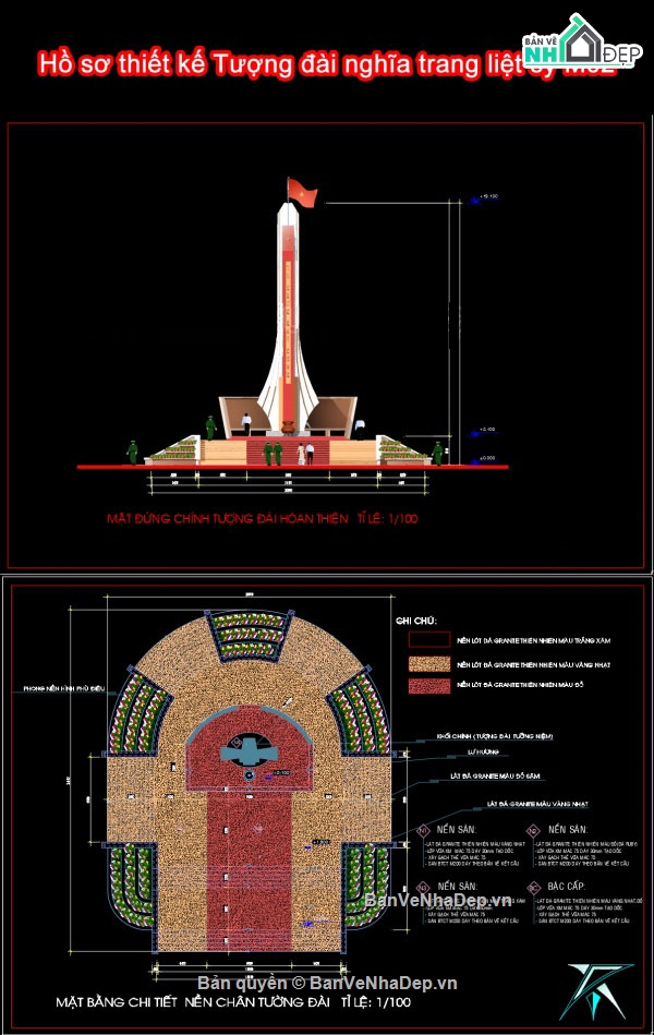 hồ sơ thiết kế tượng đài,tượng đài,file cad tượng đài