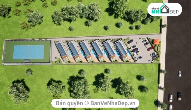 Nhà ở chuyên gia có hồ bơi,Bản vẽ khu nhà ở có hồ bơi,dãy nhà ở chuyên gia,khu nhà ở chuyên gia có hồ bơi