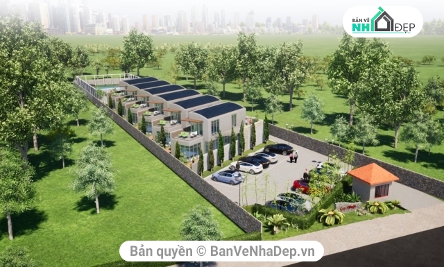 Nhà ở chuyên gia có hồ bơi,Bản vẽ khu nhà ở có hồ bơi,dãy nhà ở chuyên gia,khu nhà ở chuyên gia có hồ bơi