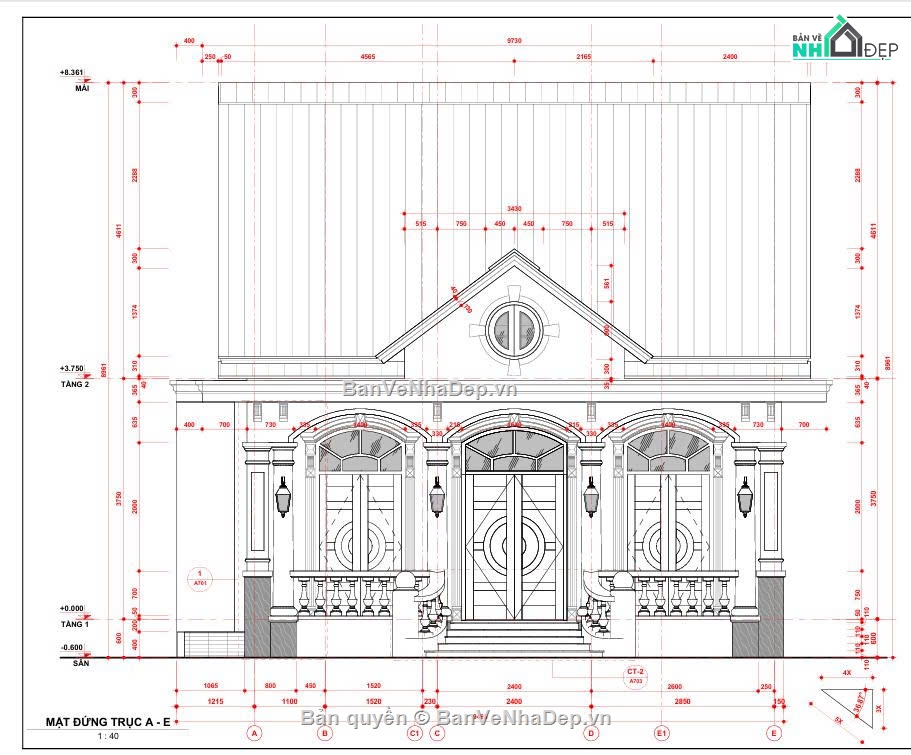 Template,Revit chi tiết,Nhà ở 1 tầng