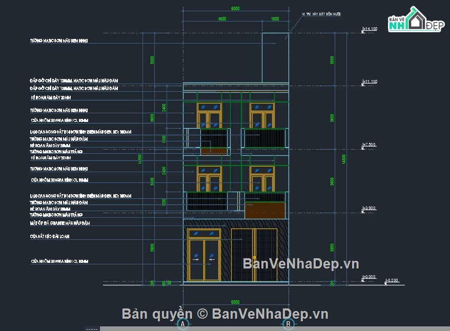 nhà phố 3 tầng,nhà 3 tầng,cad nhà phố 3 tầng,autocad nhà phố 3 tầng