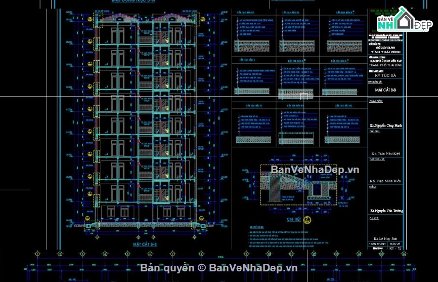 ký túc xá 8 tầng,file cad ký túc xá 8 tầng,bản vẽ ký túc xá