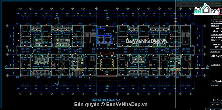 ký túc xá 8 tầng,file cad ký túc xá 8 tầng,bản vẽ ký túc xá