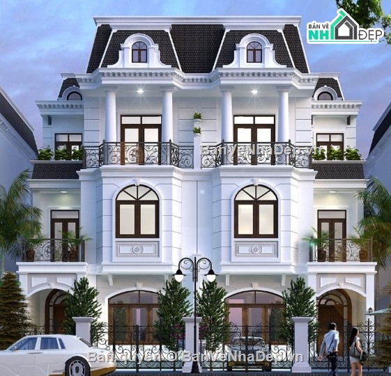 biệt thự 3 tầng,file cad biệt thự 3 tầng,biệt thự 3 tầng song lập,biệt thự 3 tầng file cad