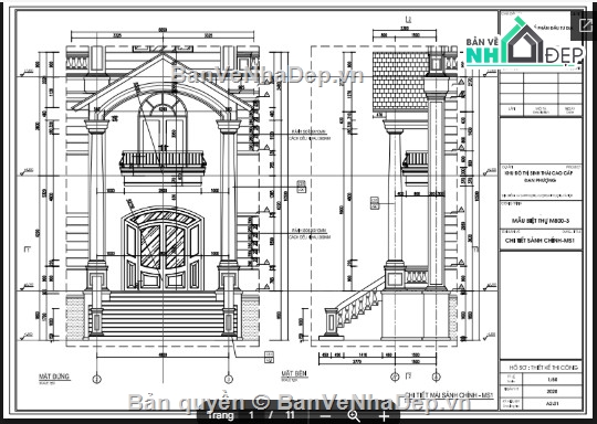 biệt thự 3 tầng,file cad biệt thự 3 tầng,biệt thự 3 tầng file cad