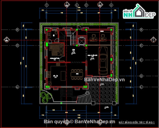 Biệt thự tân cổ điển 3 tầng,Bản vẽ biệt thự tân cổ điển,biệt thự 3 tầng cổ điển Pháp 10x11.5m,nhà 3 tầng 10x11.5m