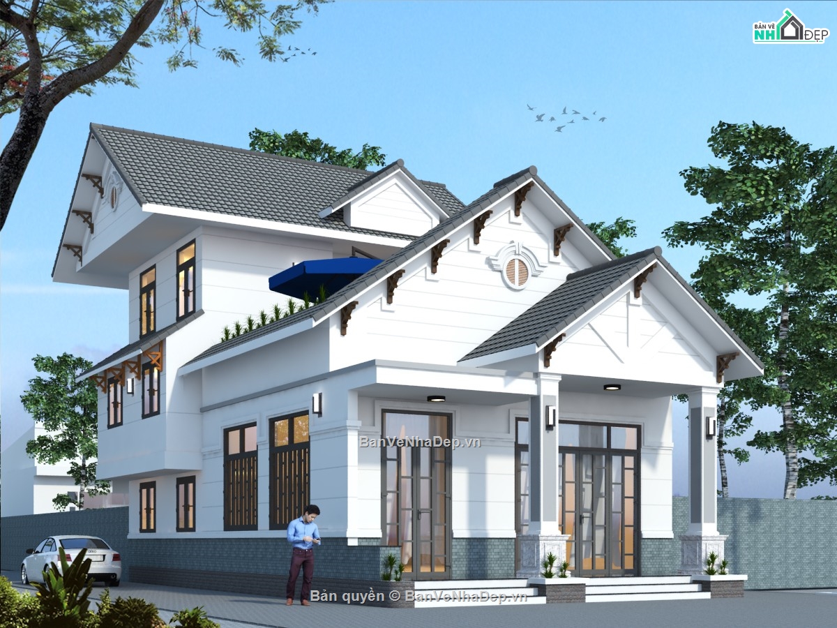 nhà phố 2 tầng,nhà 2 tầng đẹp,nhà 2 tầng mái thái