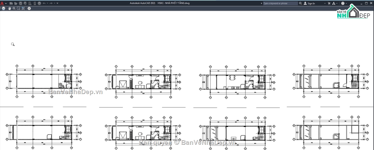 Cad nhà phố 7 tầng,kết cấu nhà phố 7 tầng,File cad nhà phố 7 tầng,cad kết cấu nhà phố