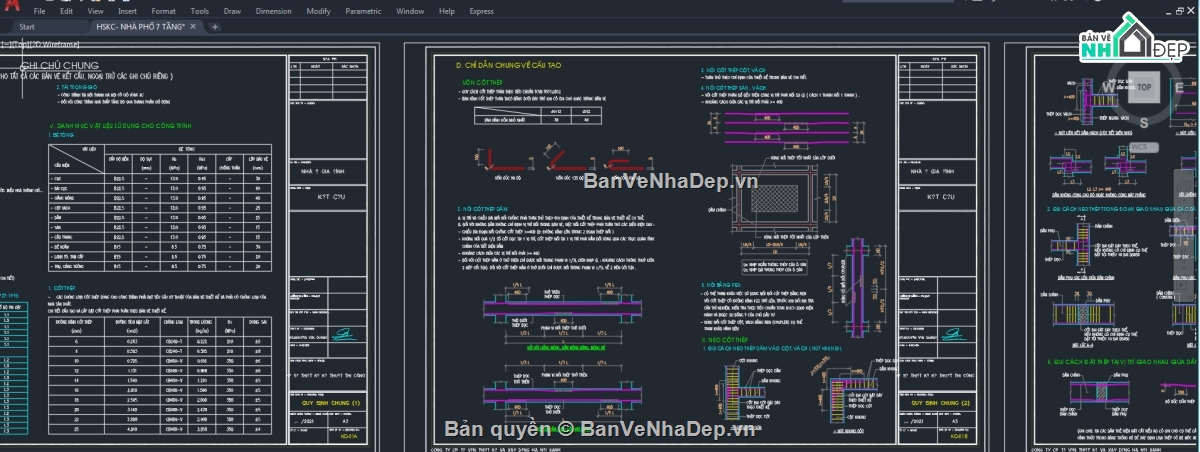 Cad nhà phố 7 tầng,kết cấu nhà phố 7 tầng,File cad nhà phố 7 tầng,cad kết cấu nhà phố
