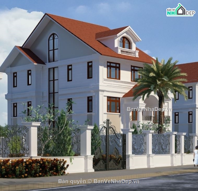 hồ sơ biệt thự,biệt thự 3 tầng,kiến trúc biệt thự