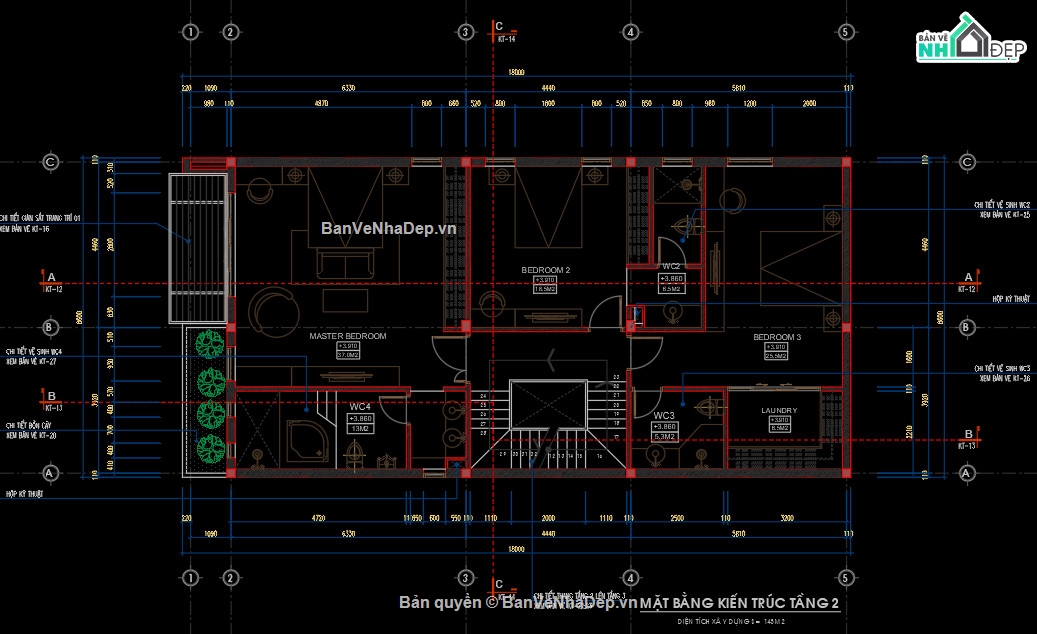 Nhà phố đẹp 3 tầng,Nhà phố 3 tầng 8.5x18m,File cad nhà phố 3 tầng,Bản vẽ nhà phố 3 tầng