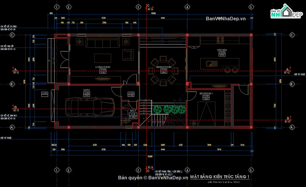 Nhà phố đẹp 3 tầng,Nhà phố 3 tầng 8.5x18m,File cad nhà phố 3 tầng,Bản vẽ nhà phố 3 tầng