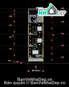Bản vẽ nhà phố,nhà 4 tầng,nhà phố 4 tầng cad,file cad nhà phố 4 tầng