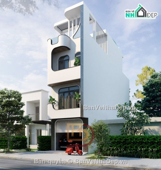 Nhà phố 4 tầng,Nhà phố,file cad nhà phố 4 tầng,bản vẽ nhà phố 4 tầng