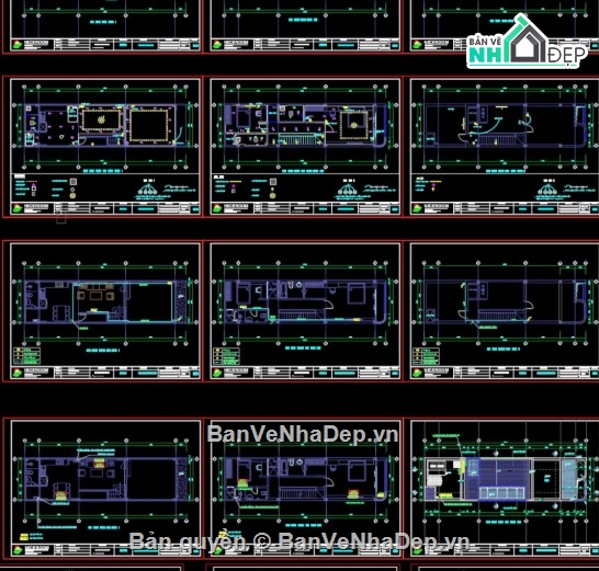 Nhà phố 4 tầng,Nhà phố,file cad nhà phố 4 tầng,bản vẽ nhà phố 4 tầng