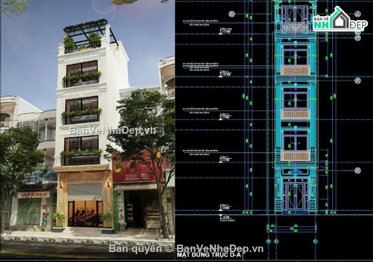 Bản vẽ nhà phố,nhà phố 3 tầng,nhà phố 4 tầng