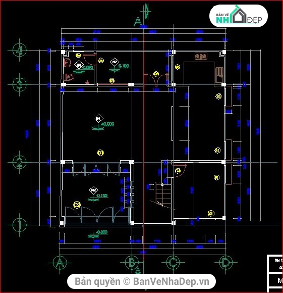 mẫu biệt thự 4 tầng,thiết kế mẫu biệt thự,file cad biệt thự 4 tầng,kiến trúc biệt thự 4 tầng