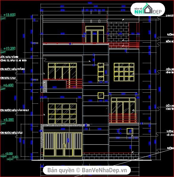mẫu biệt thự 4 tầng,thiết kế mẫu biệt thự,file cad biệt thự 4 tầng,kiến trúc biệt thự 4 tầng