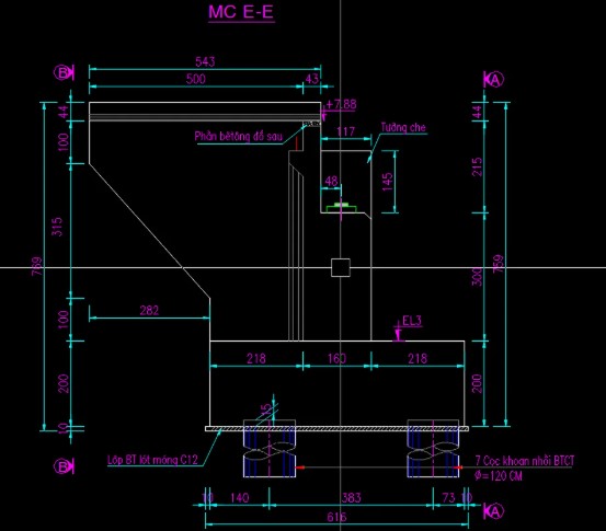 Bản vẽ mố cầu chéo góc,Bản vẽ mố cầu hình chữ U góc xiên,Bản vẽ mố chữ U lệch góc