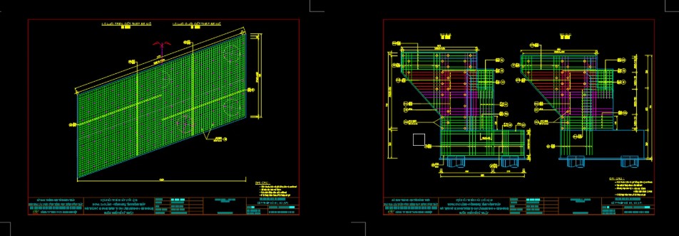 Bản vẽ mố cầu chéo góc,Bản vẽ mố cầu hình chữ U góc xiên,Bản vẽ mố chữ U lệch góc