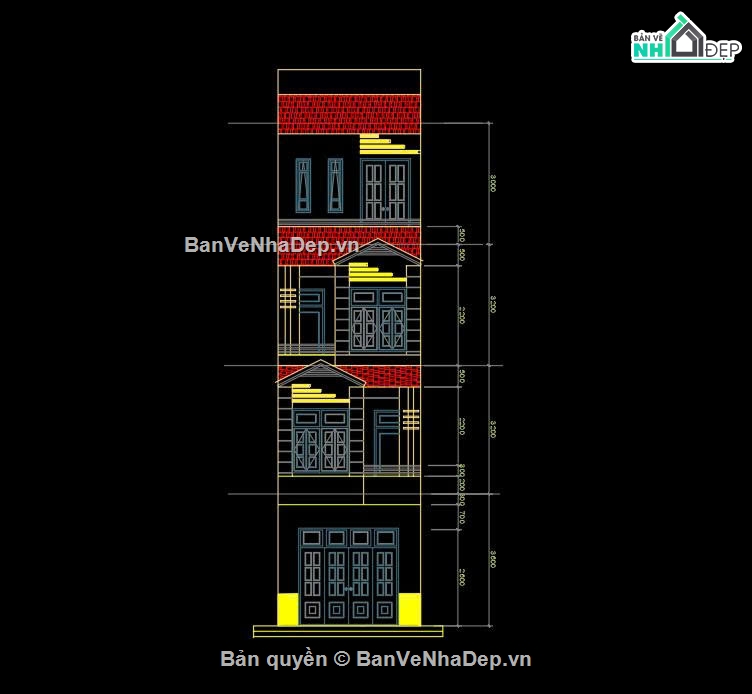 bản vẽ nhà phố lệch tầng,nhà lệch tầng 4.2x16m,thiết kế nhà phố 4 tầng,nhà phố 4 tầng