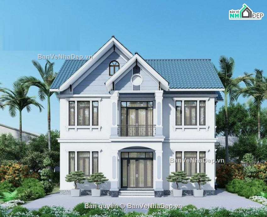 biệt thự 2 tầng,kiến trúc biệt thự,biệt thự mái thái