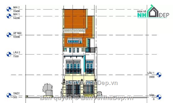 biệt thự 3 tầng,revit biệt thự 3 tầng,biệt thự 3 tầng file revit,file revit biệt thự 3 tầng