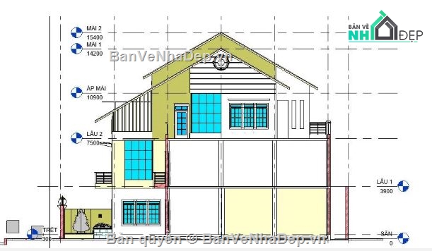 biệt thự 3 tầng,revit biệt thự 3 tầng,biệt thự 3 tầng file revit,file revit biệt thự 3 tầng