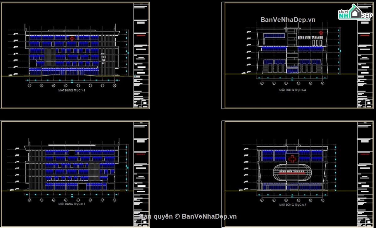 bản vẽ bệnh viện đa khoa,thiết kế bệnh viện,BVTC bệnh viện,bản vẽ bệnh viện tâm anh