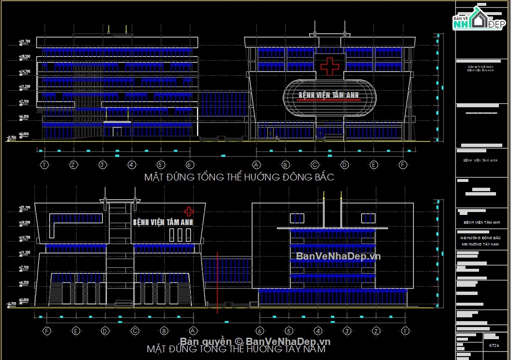 bản vẽ bệnh viện đa khoa,thiết kế bệnh viện,BVTC bệnh viện,bản vẽ bệnh viện tâm anh