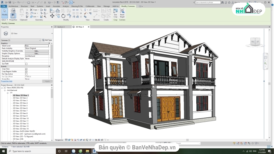 Tổng hợp 10 bản vẽ AutoCAD nhà biệt thự 2 tầng mái thái xây dựng theo hình chữ L