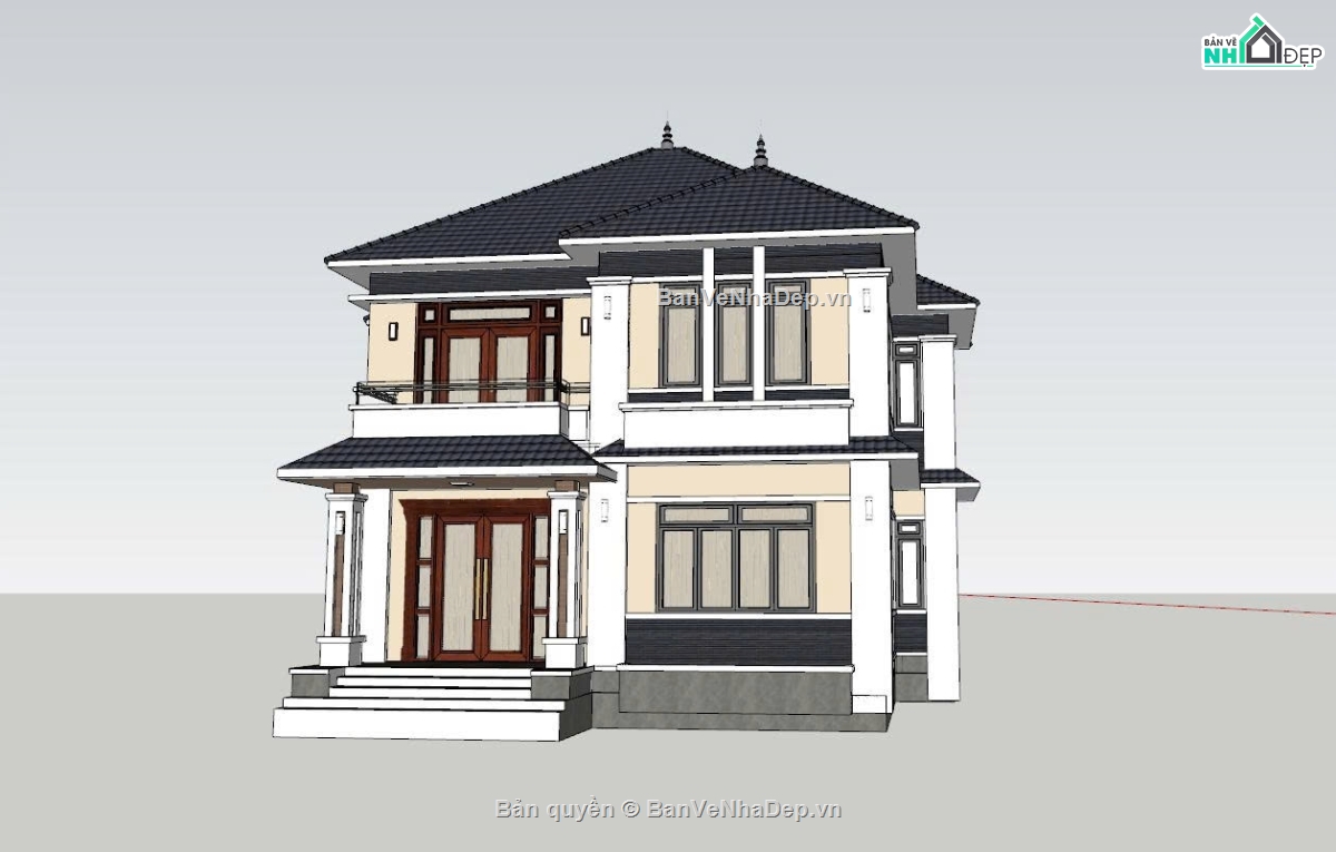 biệt thự mái Nhật,bản vẽ biệt thự 2 tầng,thiết kế biệt thự 10x12.5,nhà 2 tầng mái Nhật,biệt thự 10x12.5m