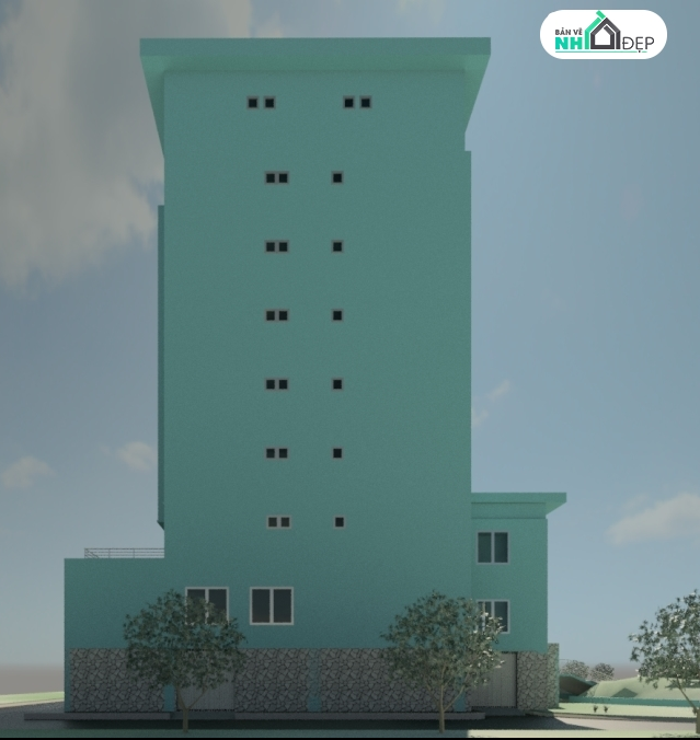 Revit thiết kế nhà làm việc,bản vẽ nhà làm việc,nhà làm việc 7 tầng 26.6x33m,mẫu kho bạc 7 tầng,revit kho bạc 7 tầng