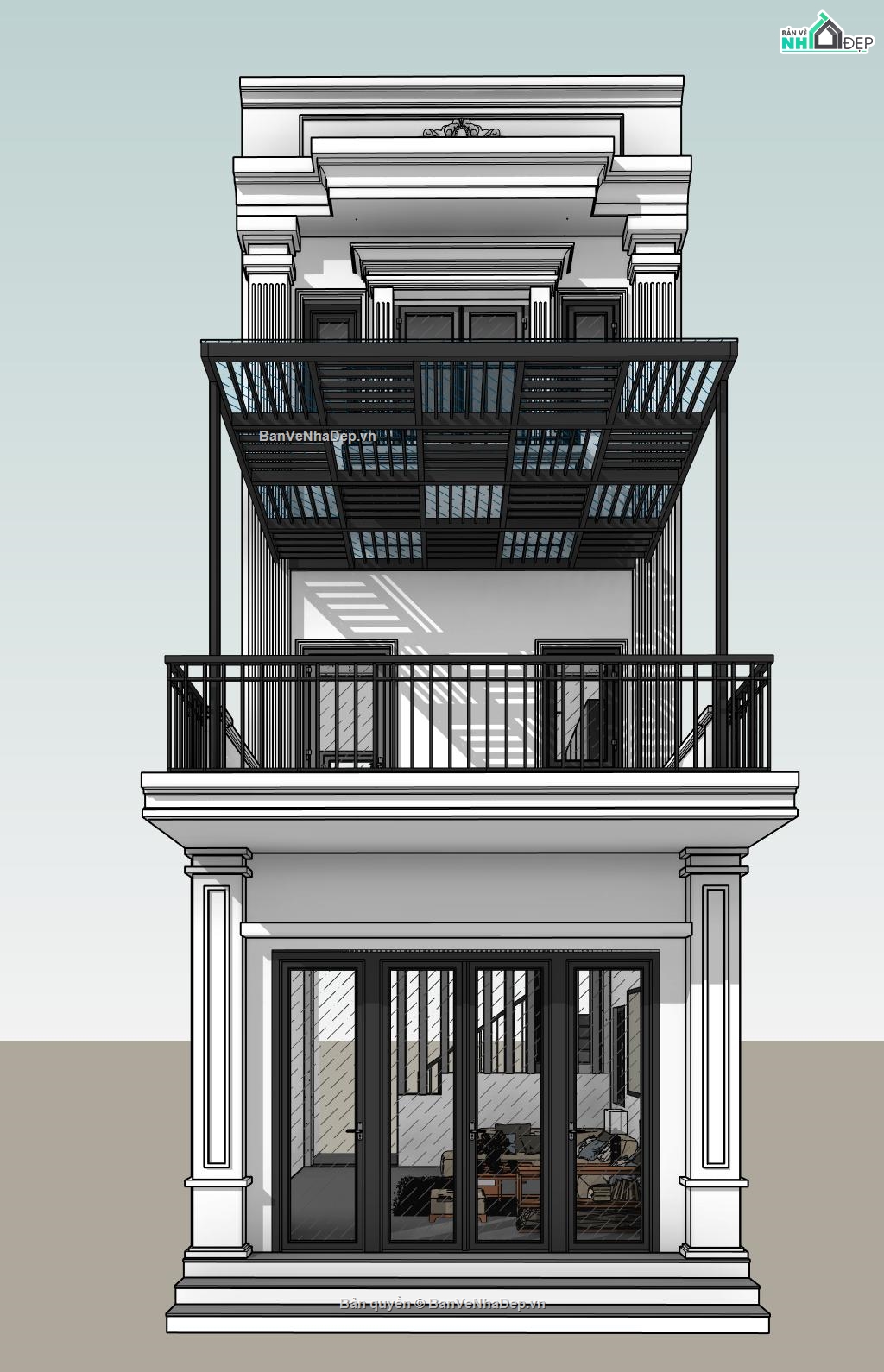 thiết kế nhà phố 3 tầng,Revit nhà phố 3 tầng,bản vẽ nhà phố 3 tầng,nhà phố 3 tầng