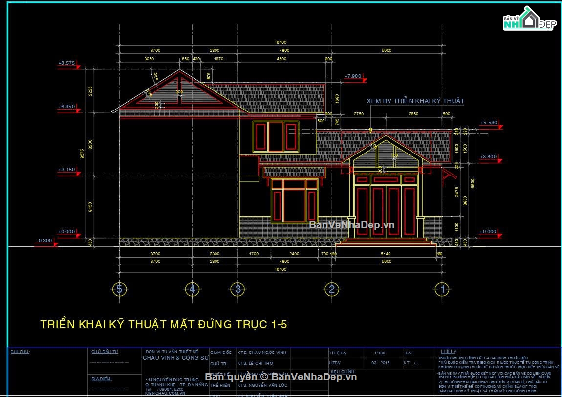 hồ sơ kiến trúc kết cấu nhà ở,bản vẽ nhà mái thái 2 tầng,mẫu nhà 2 tầng 7.5x16m,bản vẽ kết cấu nhà 2 tầng,phối cảnh nhà 2 tầng mái ngói