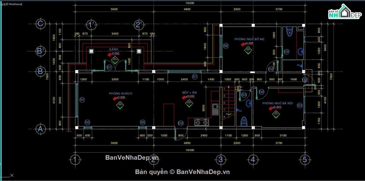 hồ sơ kiến trúc kết cấu nhà ở,bản vẽ nhà mái thái 2 tầng,mẫu nhà 2 tầng 7.5x16m,bản vẽ kết cấu nhà 2 tầng,phối cảnh nhà 2 tầng mái ngói