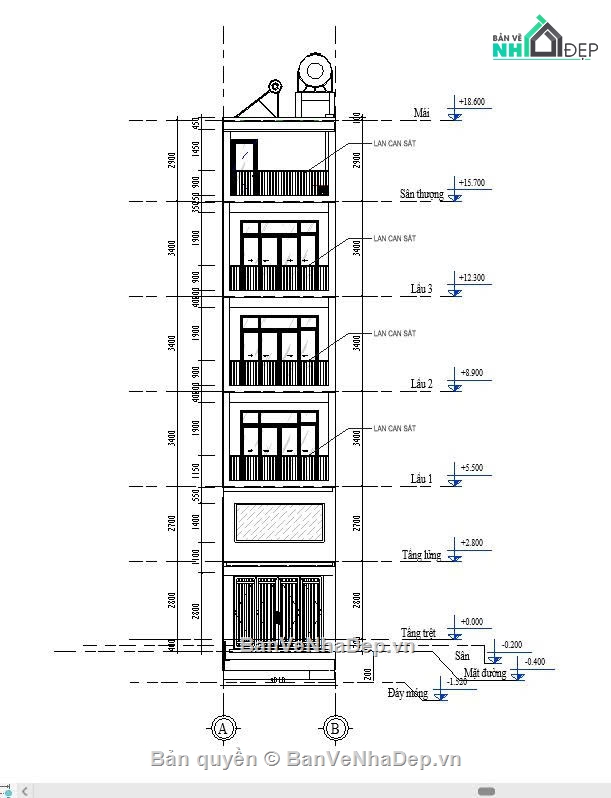 nhà phố 4x16m,bản vẽ full,kiến trúc nhà phố,nhà phố hiện đại