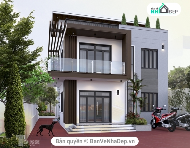 kiến trúc 2  tầng,bản vẽ biệt thự 2.5 tầng,biệt thự 2.5 tầng 8.5x13.5m,full bản vẽ biệt thự 2.5 tầng,phối cảnh biệt thự 2.5 tầng,biệt thự 2.5 tầng