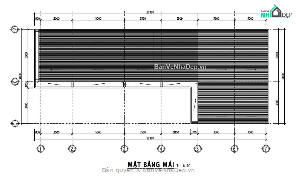 Nhà chữ L,Nhà cấp 4 chữ L,Bản vẽ nhà chữ L