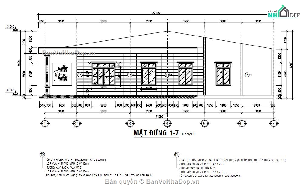 Nhà chữ L,Nhà cấp 4 chữ L,Bản vẽ nhà chữ L