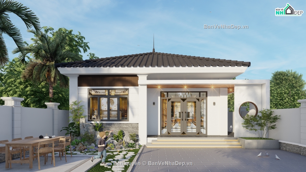 thiết kế nhà vườn,file sketchup nhà cấp 4 mái nhật,hồ sơ thi công nhà cấp 4,nhà vườn mái nhật,thiết kế nhà cấp 4,nhà cấp 4 mái nhật