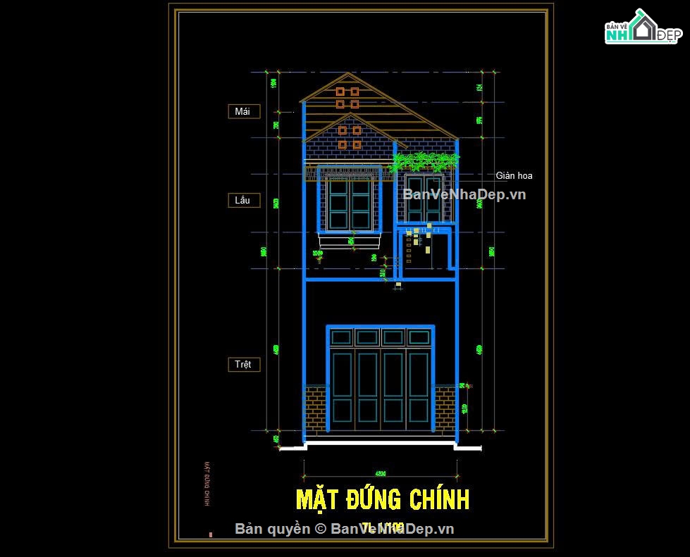 thiết kế nhà phố 4.2x18m,hồ sơ thiết kế nhà phố 2 tầng,bản vẽ kiến trúc nhà phố,nhà phố 2 tầng,file cad nhà phố 2 tầng