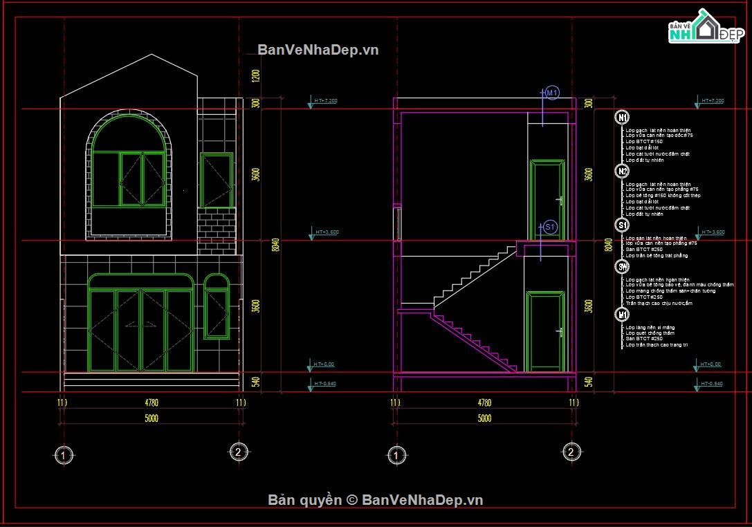 Hồ sơ thiết kế,Bản vẽ thiết kế,Nhà phố 2 tầng hiện đại,Nhà phố hiện đại,Nhà phố 2 tầng,Nhà phố 2 tầng 5x20m