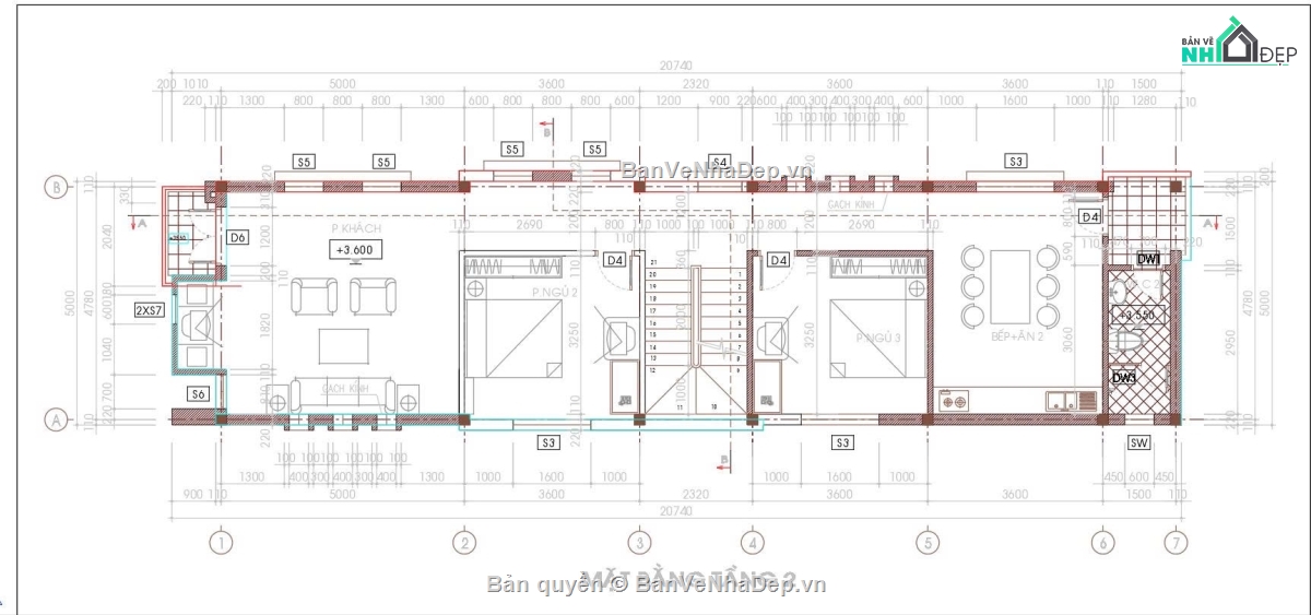 bản vẽ nhà phố 3 tầng,nhà phố 5x20m,bản vẽ nhà 3 tầng 5x20,nhà mặt tiền 5m,hồ sơ kiến trúc nhà phố