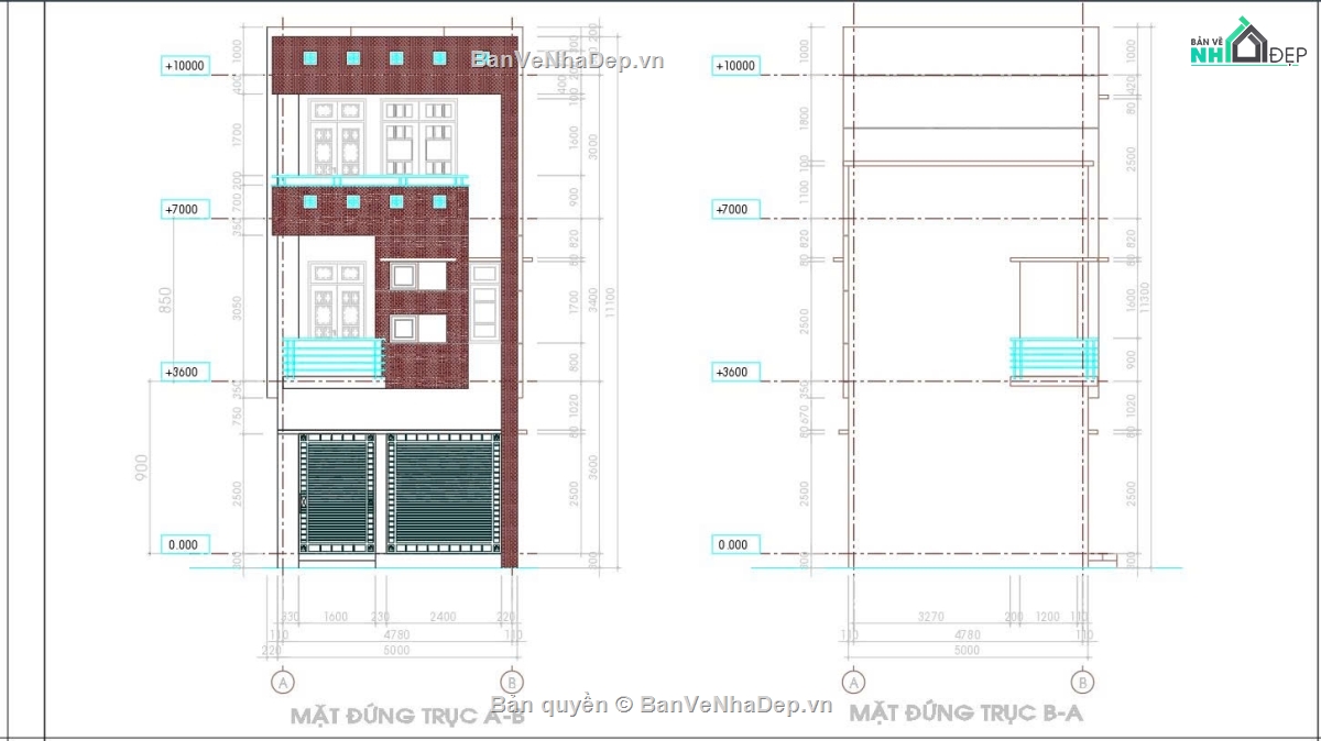 bản vẽ nhà phố 3 tầng,nhà phố 5x20m,bản vẽ nhà 3 tầng 5x20,nhà mặt tiền 5m,hồ sơ kiến trúc nhà phố