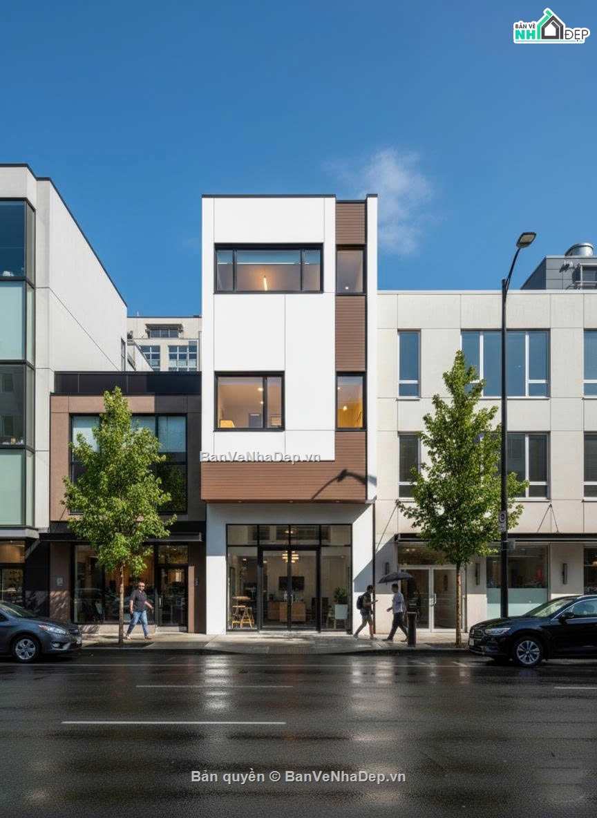 Hồ sơ thiết kế,Bản vẽ thiết kế,Nhà phố 3 tầng hiện đại,Nhà phố hiện đại,Nhà phố 3 tầng,nhà phố 3 tầng 4mx10m