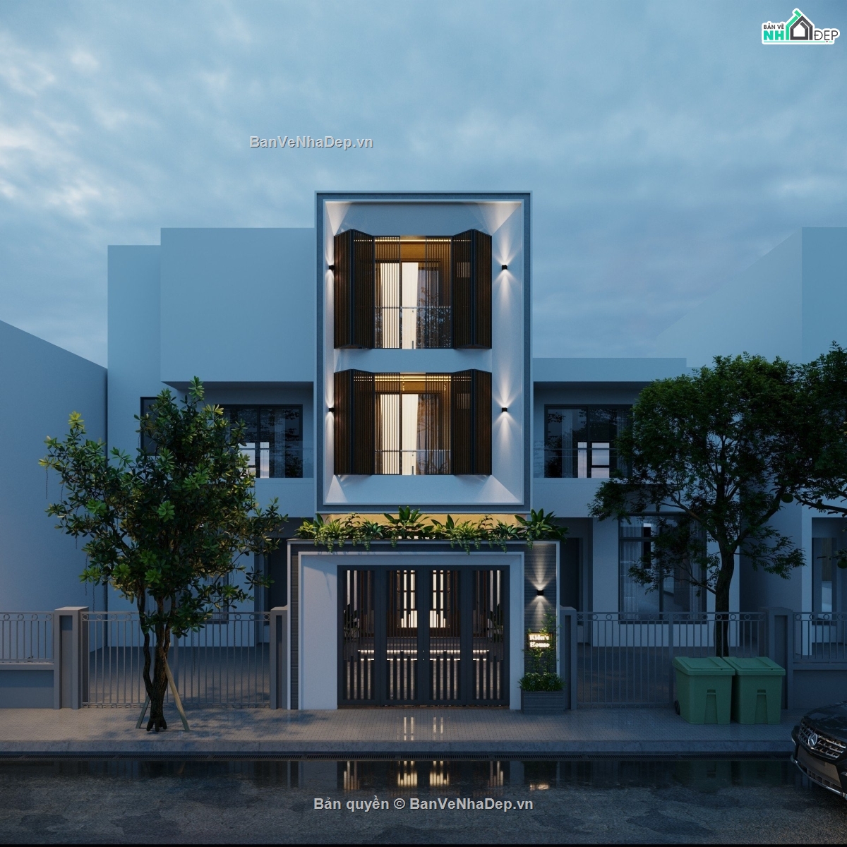 Hồ sơ thiết kế,Bản vẽ thiết kế,Nhà phố 3 tầng hiện đại,Nhà phố hiện đại,Nhà phố 3 tầng,Nhà phố 3 tầng 5x19.8m